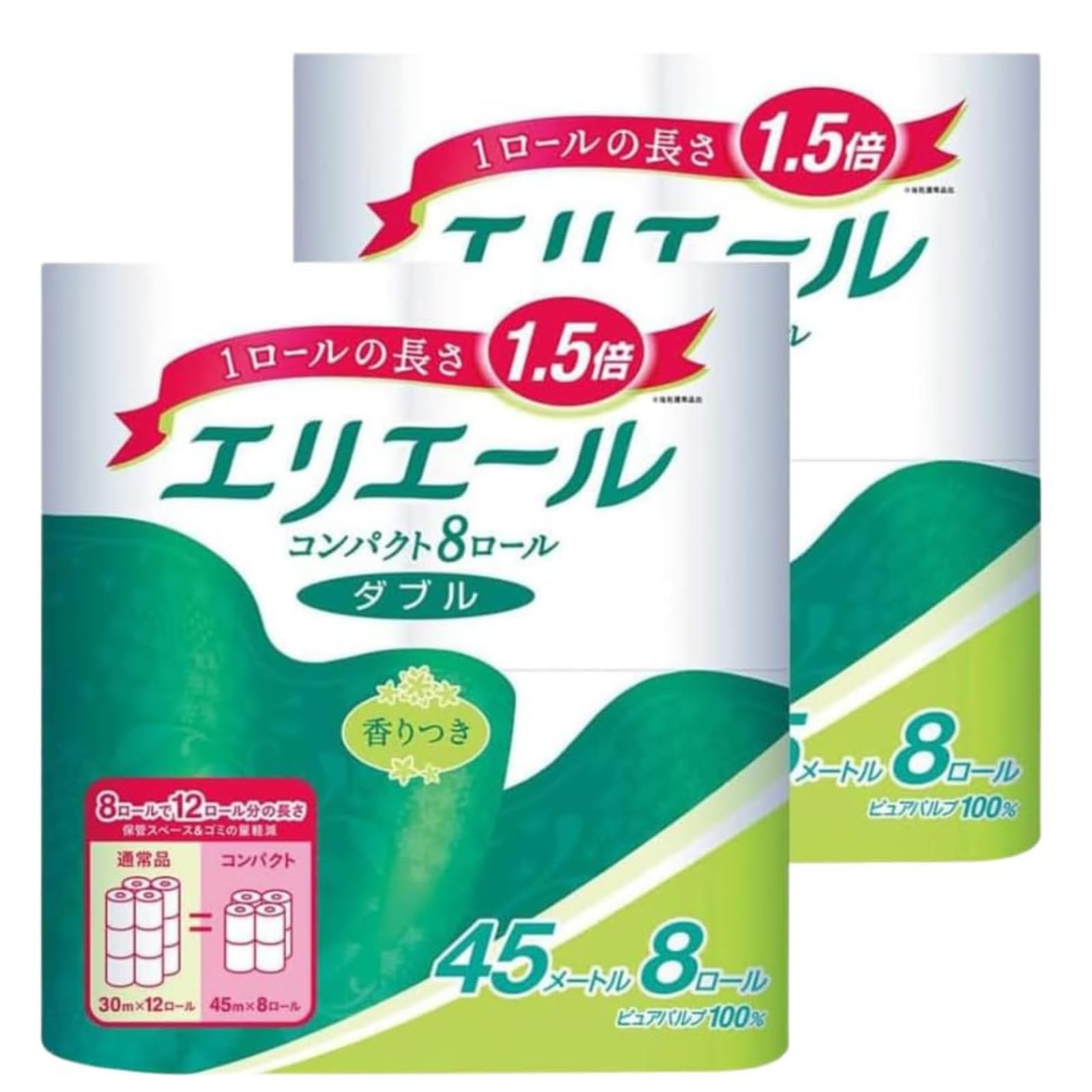 Amazon.co.jp: トイレットペーパー 1.5倍巻き ダブル 16ロール（8